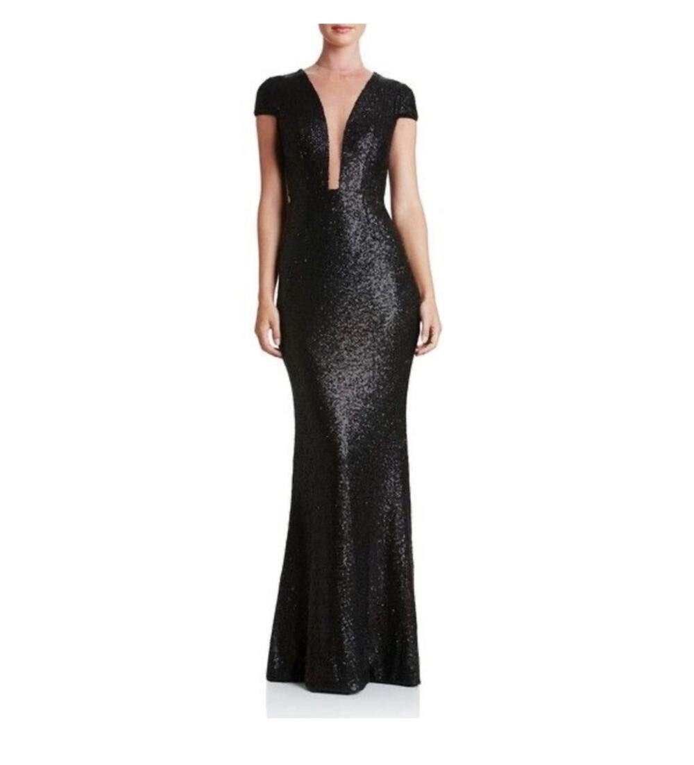 Dress the Population Michelle fully sequin deep V neck mermaid maxi ball gown